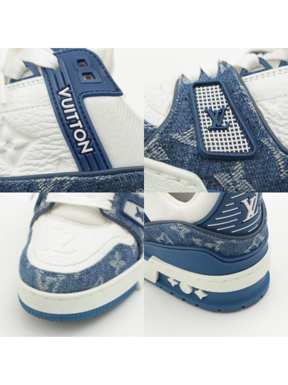Louis Vuitton LV Denim Leather Low Cut Sneakers Blue - Picture 9 of 10
